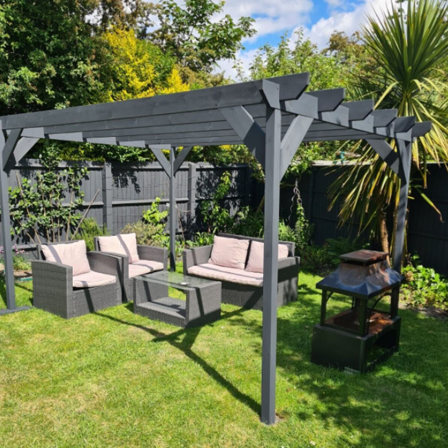 3.6m x 3.6m Grey Painted Pergola
